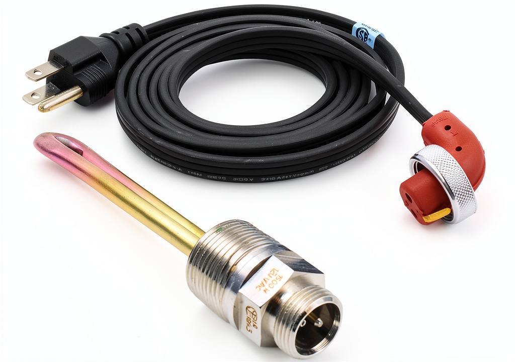 Zerostart immersion heater installed in a heavy‑duty engine block