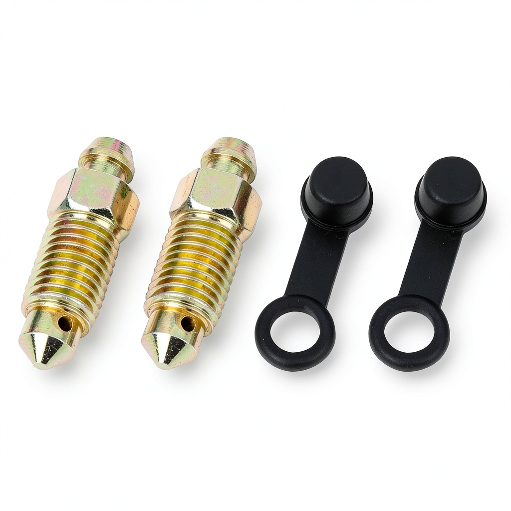 Installing M10x1.25mm Banjo Bolt Bleeder Screw Metal Automotive on a garage workbench